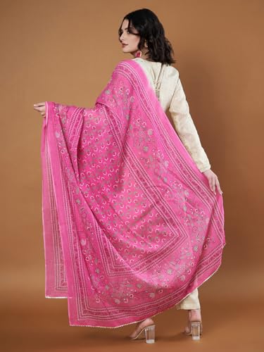 Image of Women's Cotton Blend Floral Print Dupatta with 2.20 Meters | Women's cotton printed dupatta with tassels