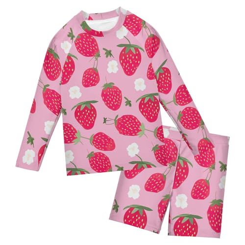 Strawberry Fruit Baby Boys' Toddler Long Sleeved Rashguard Swim Bathing Suit Set B0403721