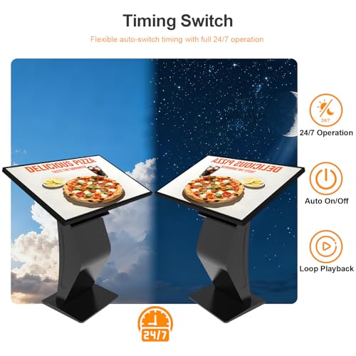 Image of 32 Inch Touch Screen Kiosk, 10pt PCAP Touch Screen Digital Signage, Plug&Play K-Style Indoor Digital Signage, Interactive LCD Display Signage, CMS /U-Disk Publish Content, Split Screen, Android 11