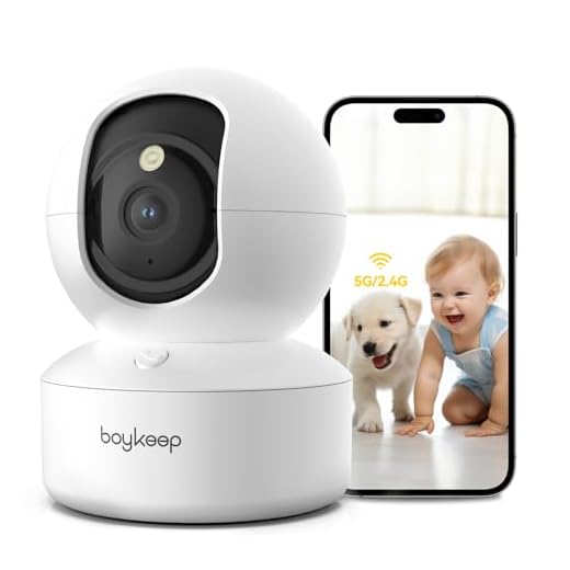 BoyKeep 2.4G/5GHz Überwachungskamera Innen 2K, 360° WLAN Überwachungskamera, Indoor Hundekamera mit APP, Babyphone mit Kamera mit Bewegungserkennung, Nachtsicht, 12s Kostenloser Cloud -Speicher