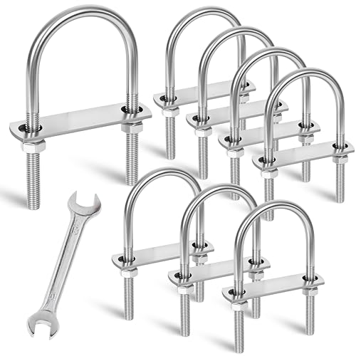 Image of 8 Sets M10 U-Bolts,u-Bolts 2.5 inch (65mm) Wide,U-Bolts with Nuts