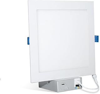 mw Lighting 8 Inch Canless 5 CCT Ultra-Slim Square Smooth LED Downlight with Junction Box, 2700/3000/3500/4000/5000K, Dimmable, 1500LM, Energy Star (1 PK)