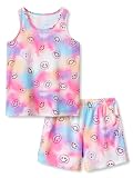 Beezizac Girls Pajamas Happy Face Tie Dye Tank Top and Shorts Size 10