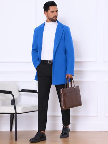 Lars Amadeus Men's Trench Coat Notch Lapel Single Breasted Classic Long Pea Coats Overcoat3