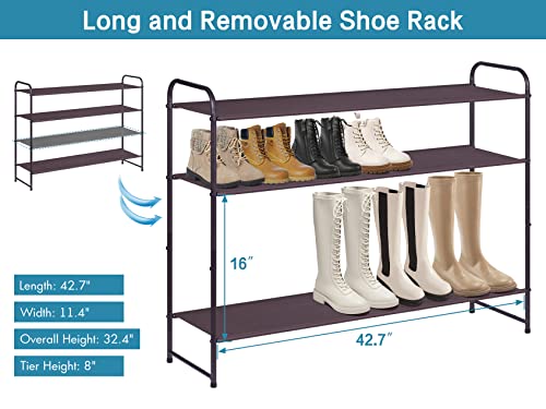 Kimbora 4 Tier Long Shoe Rack For Closet, Wide Shoe Storage Organizer Stackable Shoe Shelf For Floor, Bedroom 30-Pairs (Bronze) #TOP4