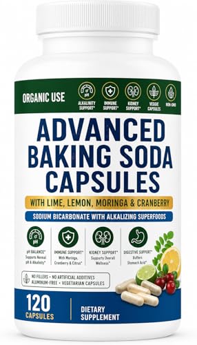 Advanced Baking Soda Capsules: Organic Use Aluminum Free Baking Soda w/Superfoods to Support Kidneys, Stomach Acid, Alkalinity, Immune, Antacid, Health & Wellness, Organic Use