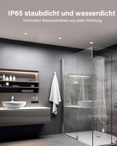 Leselux LED Einbaustrahler 230V IP65, 10 x LED Spots Flach 5W 4000K Neutralweiß 400LM, Einbauspots 68mm, Deckenspots Weiß Ultra dünn 35mm, Spots Deckenleuchte für Badezimmer Schlafzimmer Küche