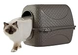 Katzentoilette Katzenklo Haubentoilette mit Rattan Optik, Filter und Streuschaufel (Braun)