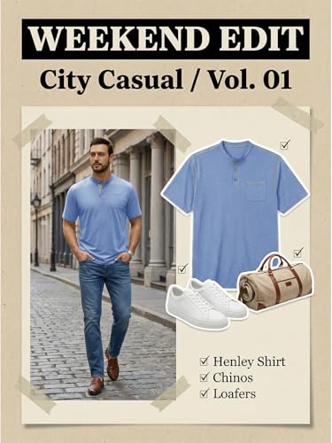 Humordream Mens Henley Shirts Short Sleeve T Shirt Summer Casual Shirt with Pocket Blackish Green — view 5