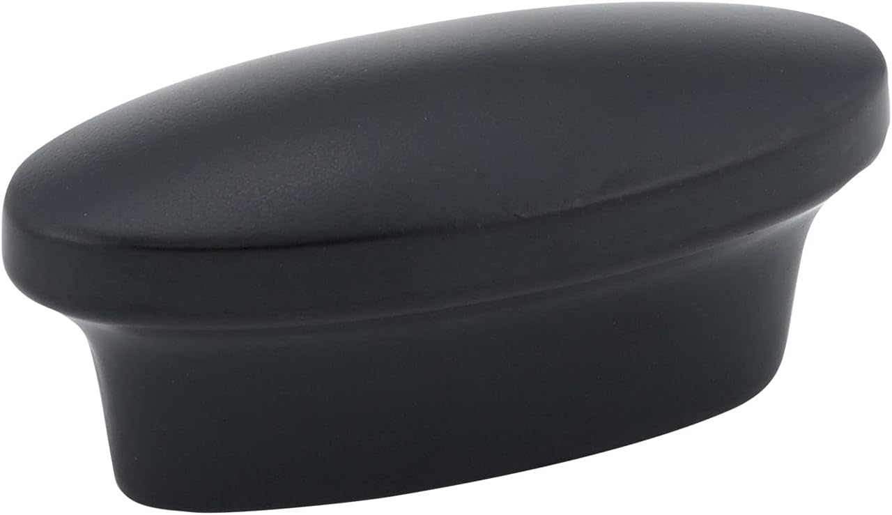 Richelieu Hardware BP73116900 Harlem Collection 1 11/16-inch (43 mm) x 3/4-inch (19 mm) Matte Black Modern Cabinet and Drawer Oval Knob for Kitchen, Bathroom, and Furniture