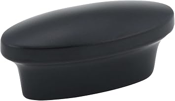 Richelieu Hardware BP73116900 Harlem Collection 1 11/16-inch 43 mm x 3/4-inch 19 mm Matte Black Modern Cabinet and Drawer Oval Knob for Kitchen, Bathroom, and Furniture