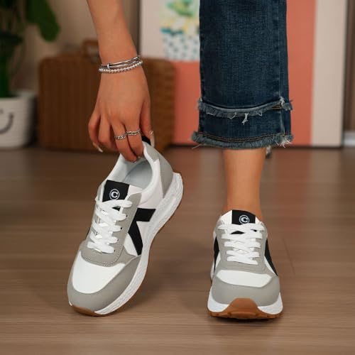 Sports Shoes for Women Athletic Walking Shoes Color Block Platform Classic Lace-up Shoes for Walking,Running,Shopping2