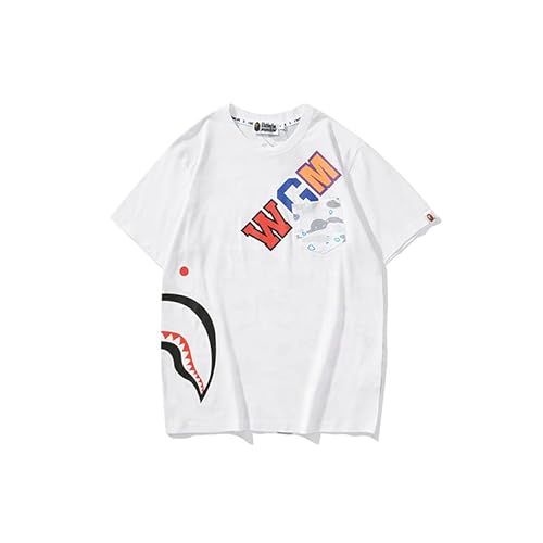 EXXE&OYYO Men's Shirt Camo Casual Tees Graphic Shark Ape Hip Hop Tees (white9,XXL,XX-Large)