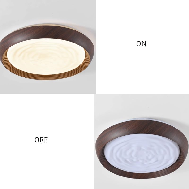 Modern Simplicity Acrylic Walnut Color Round Living Room Ceiling Lamps Moder Simple Flush Mount Lighting LED Light Source Three Color Dimmable for Dining Bedroom Study