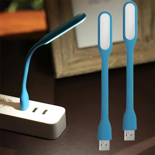 2Pack Mini USB Light for Keyboard - LED Laptop Computer Light, Flexible USB Lamp for Notebook PC, Adjustable Gooseneck Reading Lamp, Portable Home LED Lighting Source, Blue
