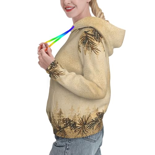 Sweat à capuche femme imprimé pomme de pin pull ajusté doux