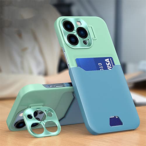 Porte-cartes en cuir iPhone 14 13 12 Pro Max support invisible vert menthe