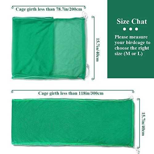 ASOCEA Extra Large Bird Cage Seed Catcher Seeds Guard Skirt Birdcage Nylon Mesh Netting Parrot Parakeet Lovebirds Round Square Cage - Green (Not Include Birdcage) - Image 3