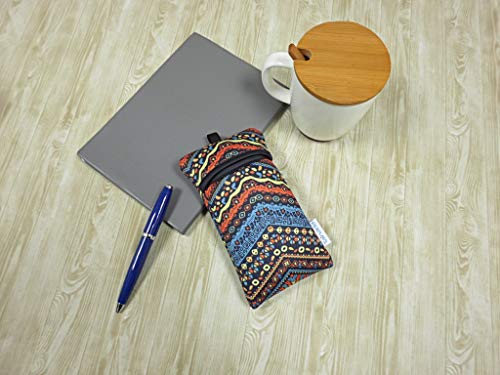 Image of Tainada Neoprene Neck Cell Phone Sleeve Bag Pouch w /Clip (Ethnic Pattern) | Tainada small shockproof water-resistant, lightweight cellphone pocket holder carrier, w / adjustable lanyard and carabiner