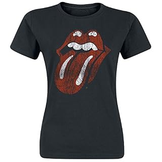 The Rolling Stones Langue Classique Femme T-Shirt Manches Courtes Noir Slim Fit - Les Beatles, Paul McCartney, John Lennon, RIngo Starr, George Harrison The Rolling Stones Langue Classique Femme T-Shirt Manches Courtes Noir Slim Fit – Image 6