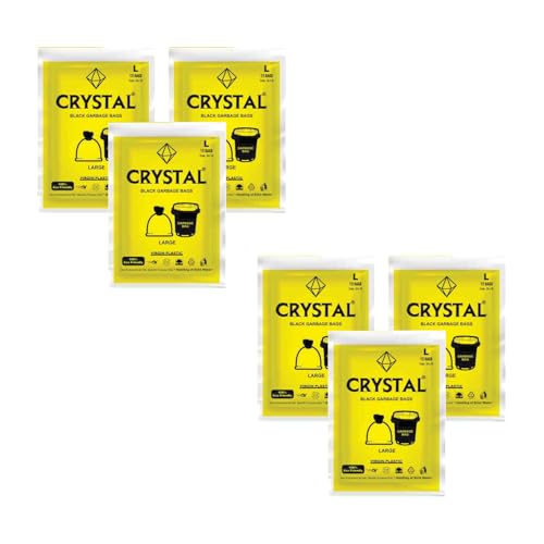 Image of Crystal Pouch Garbage Bags | Large | 90 Count | 15 Bags X 6 Rolls | 24 X 32 Inches | For Dry & Wet Waste | Black