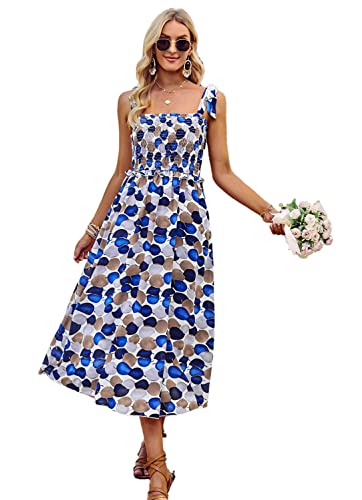 Robe longue bohème pour vos soirées d'été et balades en bord de mer en bleu M