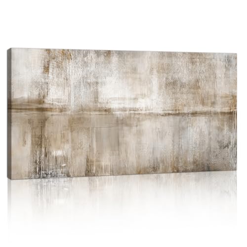 Image of Abstract Neutral Grey White Large Canvas Wall Art Prints Framed Vintage Minimalist Grey Brown Canvas Painting Modern Nordic Wall Pictures Artwork for Living Room Bedroom Office Home Decor 50x100cm