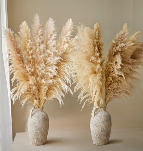 11 Stück Pampasgras Groß, Pampasgras Deko Natürliche und Flauschige, Pampas Grass XXL Getrocknet Bouquet für Hochzeit, Wohnzimmer, Schlafzimmer Deko - 120CM