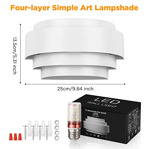 Shangsky Wall Sconces Set Of Two, Indoor Sconces Lighting Wall Light Fixtures For Living Room Hallway Stair Home Decor Led White Wall Lights With 2Pc E26 Bulbs 25W #TOP4