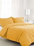 Hotel Luxury 3pc Duvet Cover Set Egyptian Quality- 600 TC Ultra Soft Breathable Simple Style Bedding Set Gold Solid- Olympic Queen, Zipper Closure Duvet Cover with 2 Pillow Sham