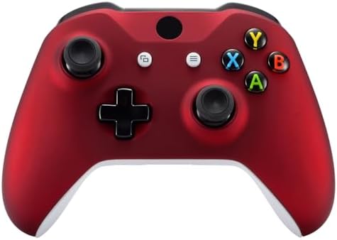 eXtremeRate Red Faceplate Cover, Soft Touch Front Housing Shell Case, Comfortable Soft Grip Replacement Kit for Xbox One X S Controller - Controller NOT Included