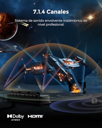 ULTIMEA sistema de sonido envolvente inalámbrico 7.1.4 canales con Dolby Atmos para TV, barra de sonido 840W con subwoofer inalámbrico 8", graves 28Hz, amplificador GaN, paso señal 4K HDR, Skywave X60 - imagen 2