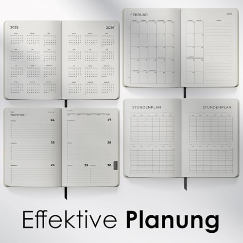 Terminplaner 2026 A5 Leinen – Kalender 2026 Buchkalender – Wochenplaner für Termine & Organisation – Planer Minimalist – Praktischer Terminkalender Jan - Dez 2026 mit Deutschen Feiertagen