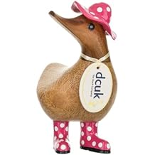 DCUK Spotty Welly and Hat Wooden Duck - Pink