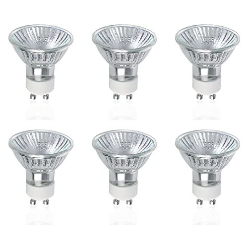 VTERLY GU10 Ampoules Halogènes, Lot de 6 50W GU10 Spots Halogènes, AC 220V-240V, 700 Lumens, Angle de Faisceau 40°, 2800K Blanc Chaud, Dimmable
