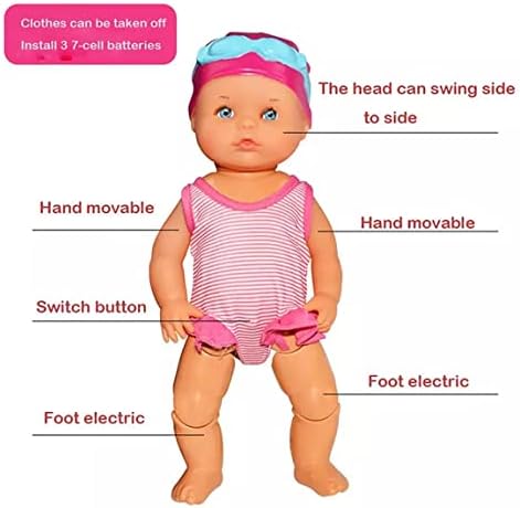 xwin sportseries Electric Swimming Doll Bathtub Toy for Children, Waterproof Wind-up Swimming Function Bath Pool Doll, Kids Floating Bath Toy for Boys and Girls, Water Toys