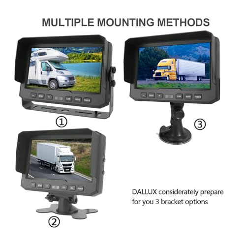 7" 1080P AHD Wired Reverse Rear View Backup Camera System, Waterproof Rearview Reverse Camera 130 Degree Wide Angle Night Vision 4 PIN Cam System for Tractor/Truck/Excavator/Caravan/Skid Steer/RV by DALLUX - Image 6