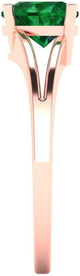 Clara Pucci Simulated Emerald Heart Cut Solitaire Ring | 14K Solid Gold | 1.00 cttw | Womens Rose Gold Fashion Jewelry