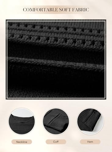 Image of SHEWIN Women's Sweaters Crew Neck Crochet Sweater Lightweight Knit Long Sleeve Tops Shirts Loose Fit Spring 2026