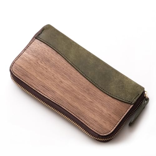 [VARCO REAL WOOD] ラウンドジップウォレットNE (プエブロ オリーブ)