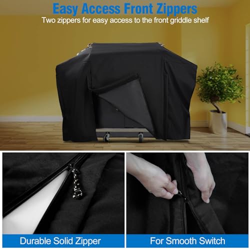 Griddle Cover for Blackstone 36in ProSeries Grill,Rip-Proof Upgraded Heavy Duty Material 70in Culinary Griddle Cover,Waterproof UV & Fade Resistant Flat Top Gas Grill Cover with Strap and Two Zippers - Thumbnail 4