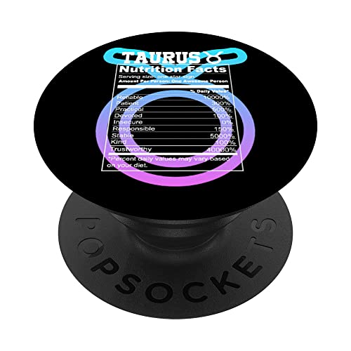 Taurus Nutrition Facts Y2K Astrology Zodiac Birthday Star PopSockets Swappable PopGrip