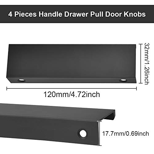 KLYNGTSK 4 Stück Versteckter Türgriff Schrankgriffe Unsichtbare Möbelgriffe Moderne Küchengriffe Aluminium Schubladengriff Schwarz Versteckter Griffe für Kleiderschrank Tür Schubladen