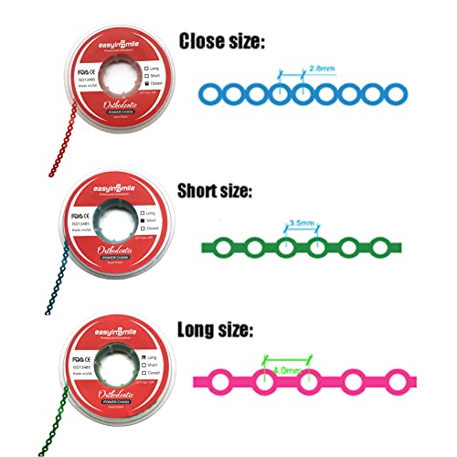 Snawop Dental Orthodontic Power Chain Multicolor Spool Elastic Rubber Bands For Teeth Braces (Long, Red) #TOP6