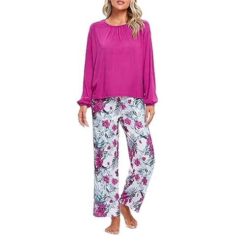 Famulily Women's Cotton Long Sleeve Pajama Set Cover
