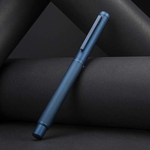 HongDian Dark Blue Forest Fountain Pen, Blue Fine Nib Classic Pen with Converter and Metal Pen Case