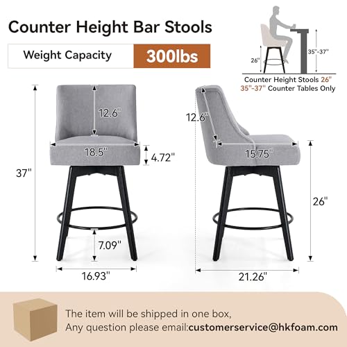 Image of 26 inch Counter Height Swivel Bar Stools, Set of 3, Grey