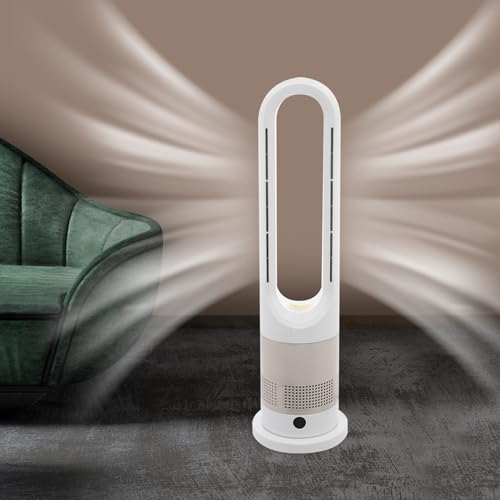 Ventilateur tour silencieux avec télécommande, ventilateur tour sans pales, 8 vitesses, air froid et air chaud, ventilateur silencieux avec affichage LED,...