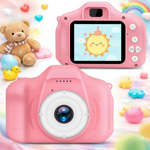 Image of Digital Camera for Kids | 2-Inch Screen with 1080P Video Recording | Preloaded Mini Games, Rechargeable Fun Learning Toy for Boys and Girls | for Kids | Pink