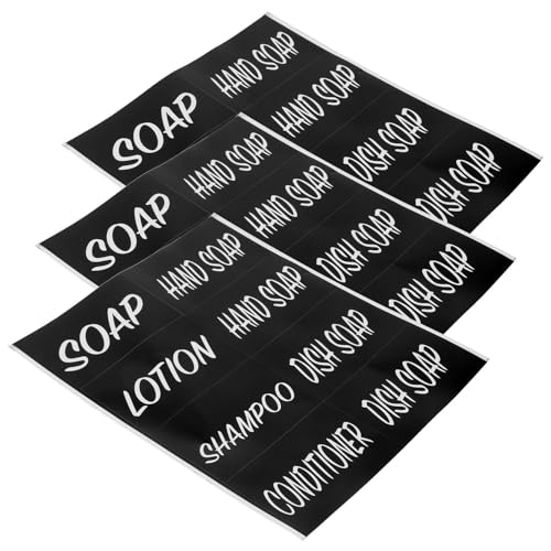 NUOBESTY Bathroom Hand Soap Label Stickers 3 Sheets Waterproofs Soap Labels for Bottles Shampoo Conditioner Dispenser Labels Decals and for Kitchen Glass Bottles